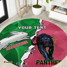 Personalised Panthers And Rabbitohs Rugby Round Carpet 2024 Souths The Riff Together