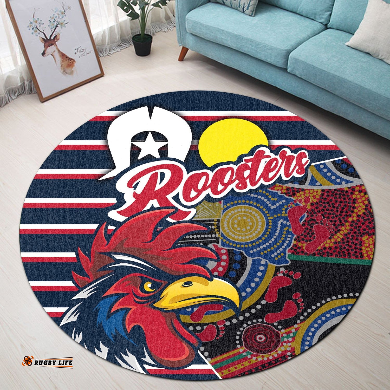 Custom Personalised Australia Roosters NAIDOC Weeky Round Carpet Sport Style