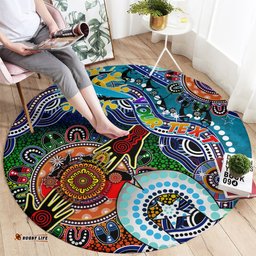Personalised Sharks NAIDOC Week 2024 Round Carpet Australia Aboriginal Dot Painting DT02