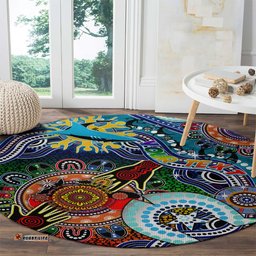 Personalised Sharks NAIDOC Week 2024 Round Carpet Australia Aboriginal Dot Painting DT02