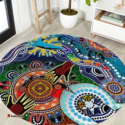 Personalised Sharks NAIDOC Week 2024 Round Carpet Australia Aboriginal Dot Painting DT02