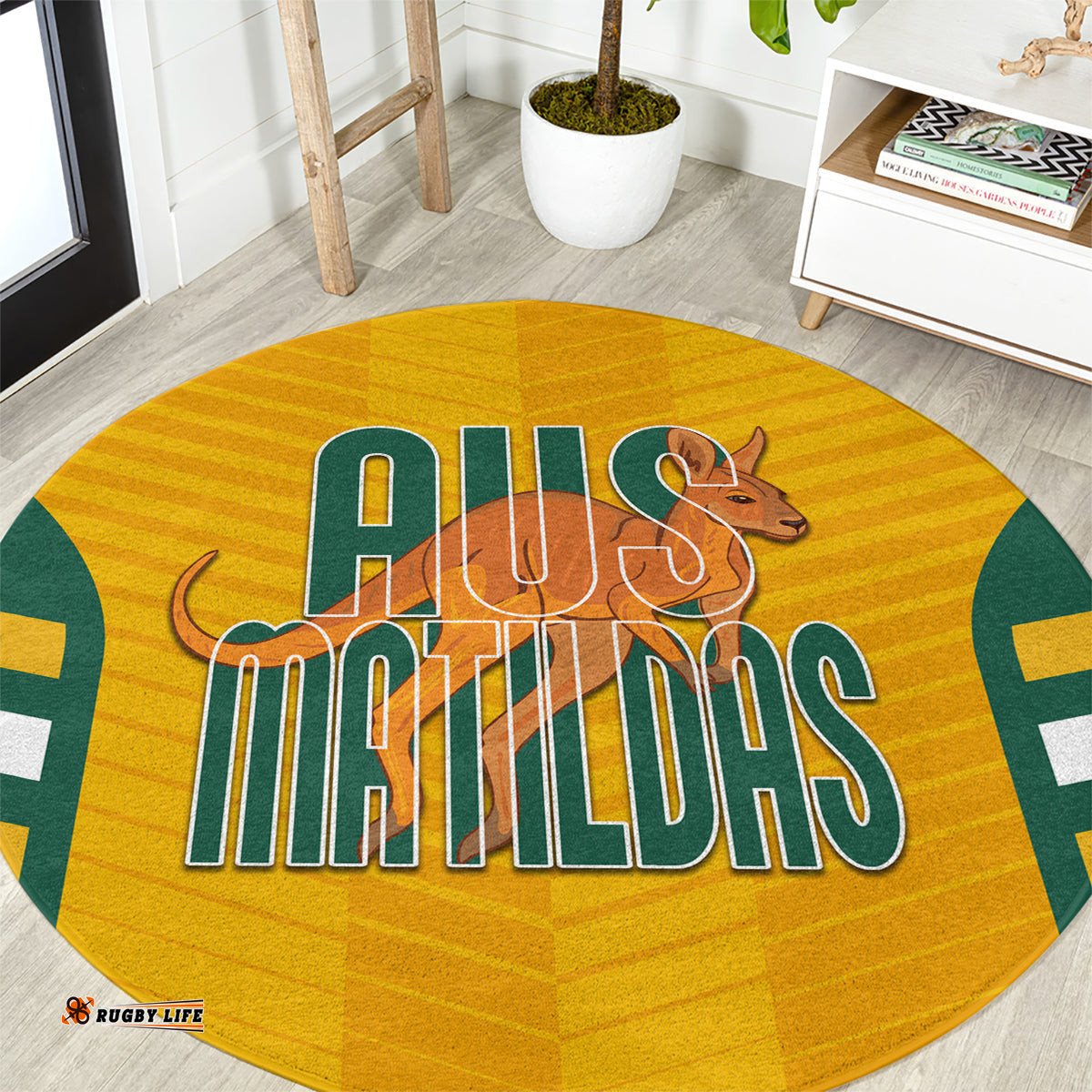 Custom Australia Soccer Round Carpet Go Matildas Dynamic National Colors