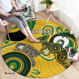Custom Matildas NAIDOC Week Round Carpet Australia Kangaroo Keep The Fire Burning Yellow