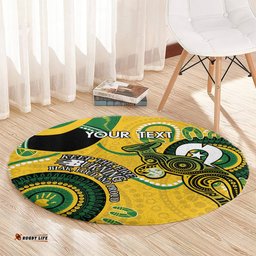 Custom Matildas NAIDOC Week Round Carpet Australia Kangaroo Keep The Fire Burning Yellow