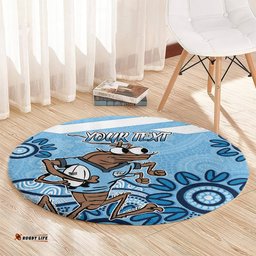 Custom NSW Blues Cockroach Blooded Aboriginal Inspired Round Carpet