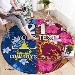 Custom NRL Cowboys and Broncos Round Carpet Sporty Style