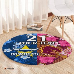 Custom NRL Cowboys and Broncos Round Carpet Sporty Style