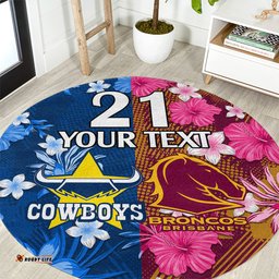 Custom NRL Cowboys and Broncos Round Carpet Sporty Style