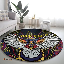 Custom Adelaide Football Round Carpet With Crow Aboriginal Art Style