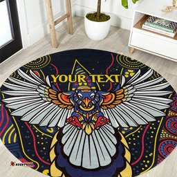 Custom Adelaide Football Round Carpet With Crow Aboriginal Art Style