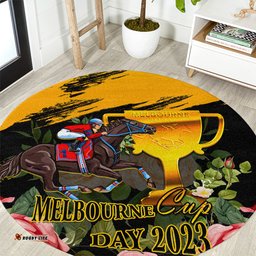 Personalised Australia Melbourne Cup Day Round Carpet 2023 Horse Racing Trophy With Roses