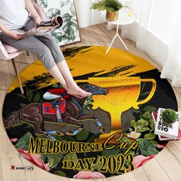 Personalised Australia Melbourne Cup Day Round Carpet 2023 Horse Racing Trophy With Roses
