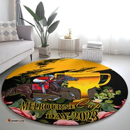 Personalised Australia Melbourne Cup Day Round Carpet 2023 Horse Racing Trophy With Roses