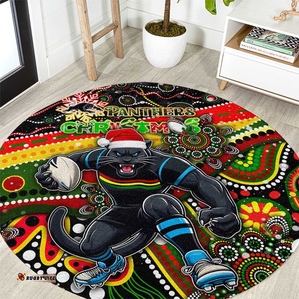 Merry Christmas Penrith Panthers Round Carpet Aboriginal Santa Rugby Mascot The Riff