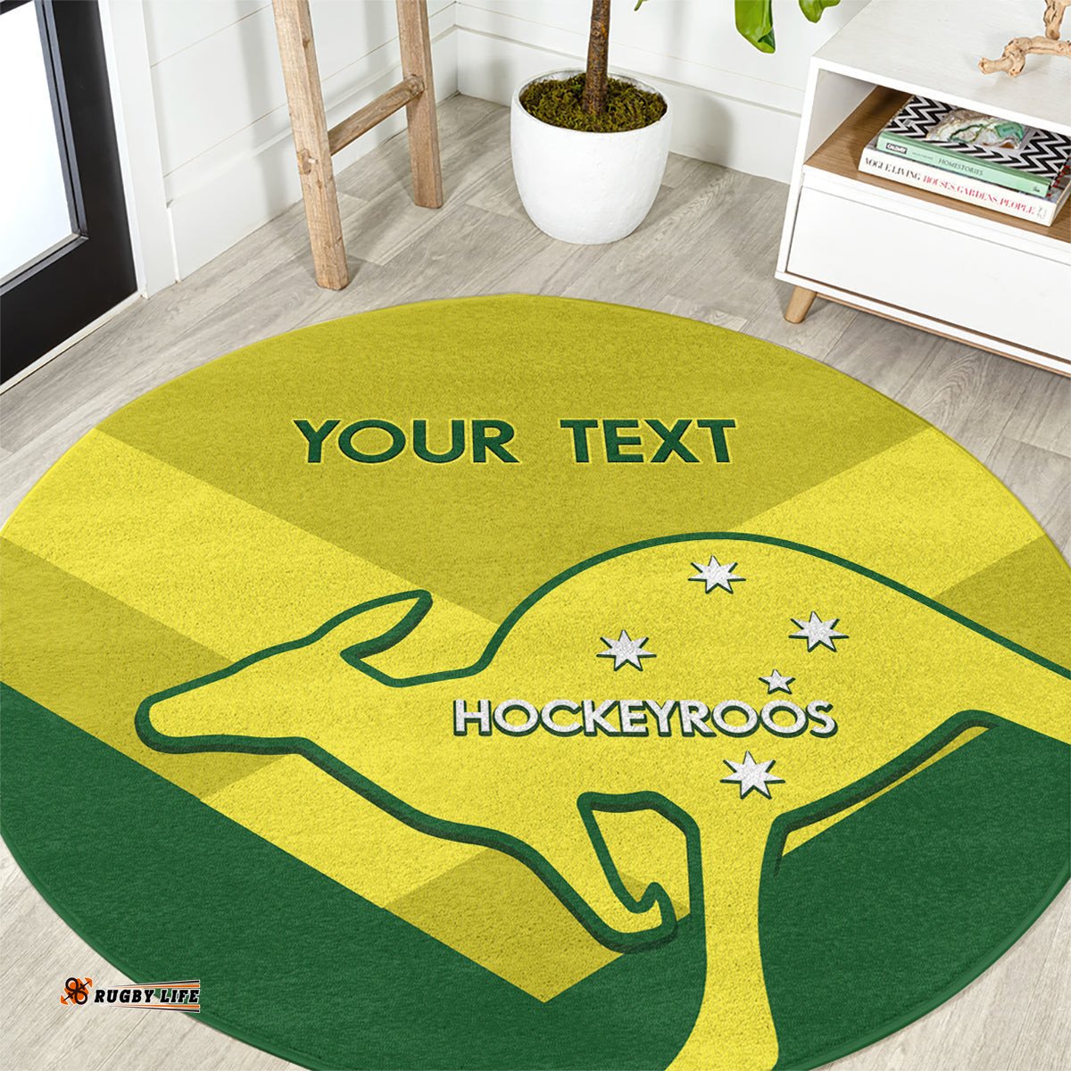 Custom Australia Field Hockey Round Carpet Go Champions Hockeyroos National Color
