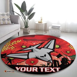 Custom Essendon Football ANZAC Round Carpet Gallipoli Camouflage With Poppies