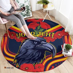 Custom Crows Football ANZAC Round Carpet Poppy Soldier With Aboriginal Dots Art