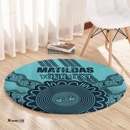 Custom Australia Matildas Round Carpet Aussie Aboriginal Turquoise Version