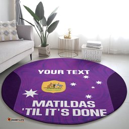 Custom Australia Soccer Round Carpet Matildas Go Champions Purple