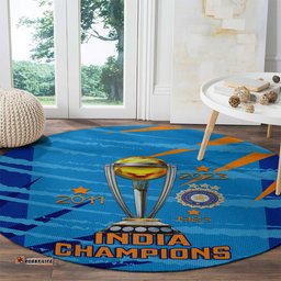 Custom India Cricket Round Carpet 2023 World Cup 3rd Champions Proud