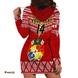 Custom Tonga Rugby Hoodie Dress 2023 World Cup Tongan Kupesi Ngatu Pattern