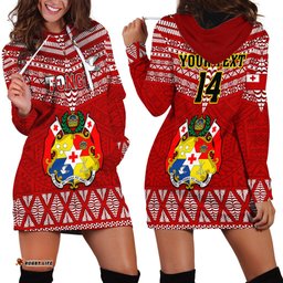 Custom Tonga Rugby Hoodie Dress 2023 World Cup Tongan Kupesi Ngatu Pattern