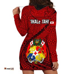 Tonga Rugby Hoodie Dress Tongan Ngatu Pattern Black Version