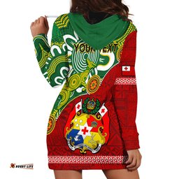 Personalised Australia And Tonga Hoodie Dress Aboriginal Mix Tongan Ngatu Unique Style