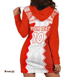Custom Tonga Rugby Hoodie Dress Ikale Tahi Ngatu Tribal Pattern