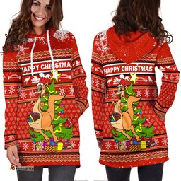 Australia Christmas Kangaroo Aboriginal Pattern Hoodie Dress