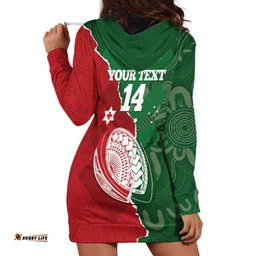 Custom Tonga And Australia Rugby Hoodie Dress Mate Maa Tongan Ngatu Mix Kangaroos Aboriginal