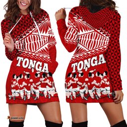 Tonga Rugby Hoodie Dress Sipi Tau Dance Ngatu Pattern