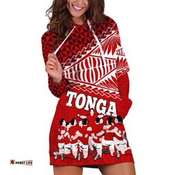 Tonga Rugby Hoodie Dress Sipi Tau Dance Ngatu Pattern