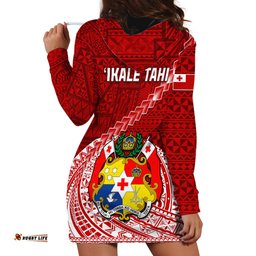 Tonga Rugby Hoodie Dress Tongan Ngatu Pattern White Version