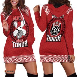 Tonga Rugby XIII Custom Hoodie Dress Mate Ma'a Tonga with Ngatu Pattern