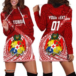 Custom Tonga Rugby Hoodie Dress Tongan Ngatu Pattern White Version