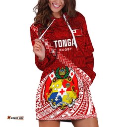 Custom Tonga Rugby Hoodie Dress Tongan Ngatu Pattern White Version