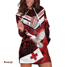 Custom Tonga XIII Rugby Tribal Tattoo Hoodie Dress Mate Ma'a Tonga Kupesi Ngatu Grunge Style