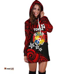 Mate Ma'a Tonga Rugby Women's Hoodie Dress Polynesian Unique Vibes - Red
