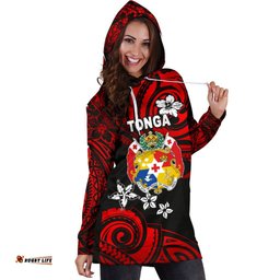 Mate Ma'a Tonga Rugby Women's Hoodie Dress Polynesian Unique Vibes - Red