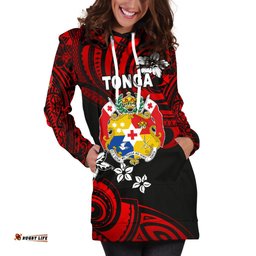 Mate Ma'a Tonga Rugby Women's Hoodie Dress Polynesian Unique Vibes - Red