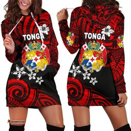 Mate Ma'a Tonga Rugby Women's Hoodie Dress Polynesian Unique Vibes - Red