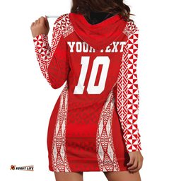 Custom Tonga Pacific Rugby 2024 Hoodie Dress Ngatu Tribal Pattern
