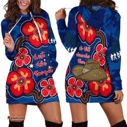 Australia ANZAC Hoodie Dress Lest We Forget Camouflage Mix Aboriginal Poppies And Slouch Hat