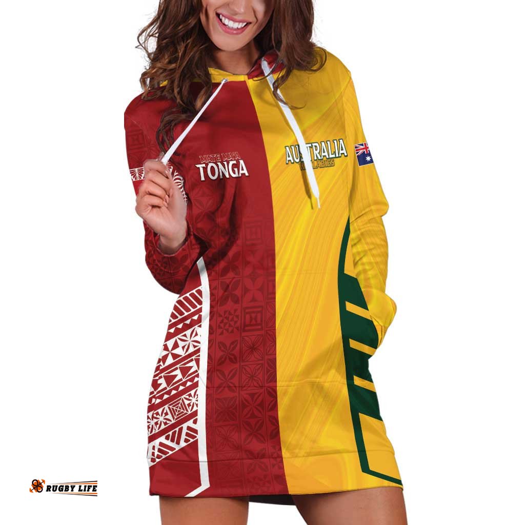 Australia - Tonga Rugby Custom Hoodie Dress Minimalist Dynamic