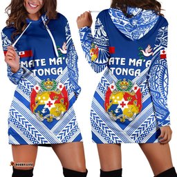 Mate Ma'a Tonga Rugby Women's Hoodie Dress Polynesian Creative Style - Blue