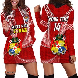 Custom Text And Number Tonga Rugby Hoodie Dress Mate Maa Tonga Pacific Tongan Ngatu