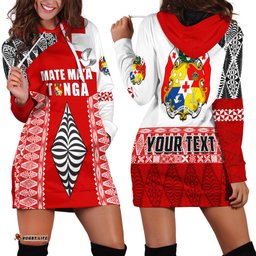 Custom Personalised Tonga Rugby Hoodie Dress Kupesi Ngatu Mate Maa Tonga