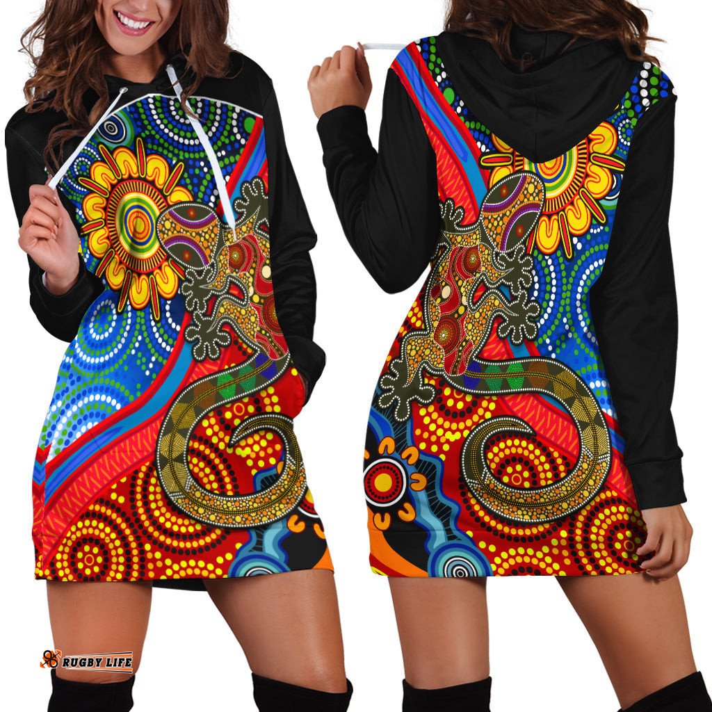 Australia Lizard and Sun Hoodie Dress Aboriginal Art Speical
