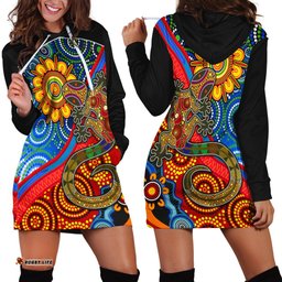 Australia Lizard and Sun Hoodie Dress Aboriginal Art Speical